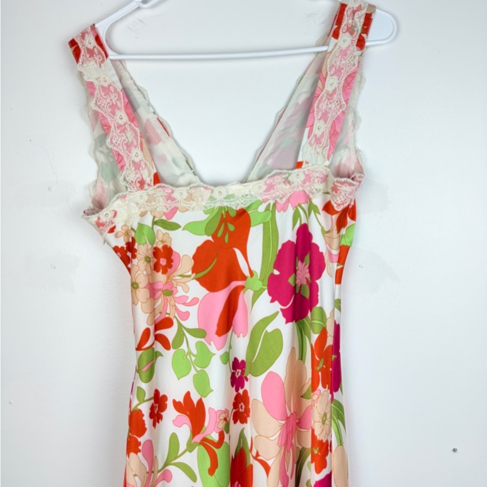 Bailey Rose Floral Maxi Slip Dress Lace Trim Cottagecore Boho Summer - Picture 6 of 10